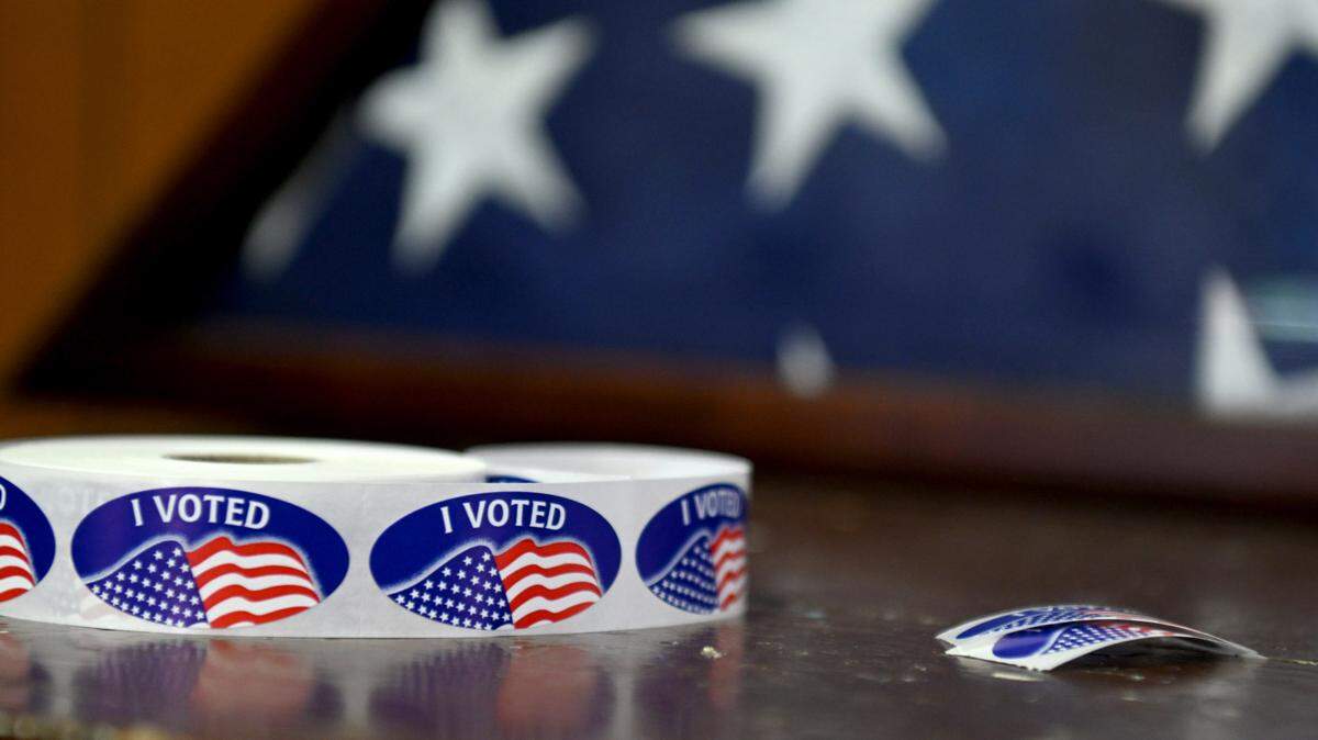 I voted stickers at the Unionville Borough Building precinct on Primary Election Day on Tuesday, April 23, 2024. 
