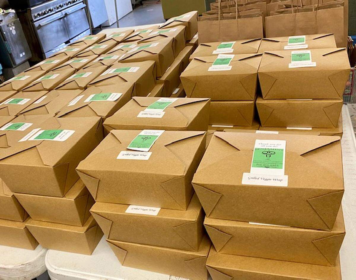 Benjamin’s Catering is a zero-waste caterer, pictured here with their boxed lunches.