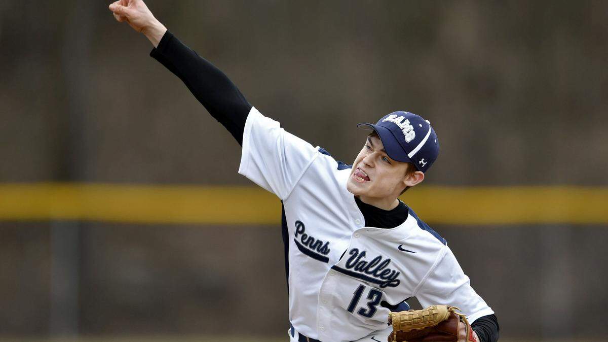 Penns Valley’s Dylan Treaster, seen here pitching last season, had a solid game hitting against Bald Eagle Area last week. He led Penns Valley with three of his team’s eight hits in a 5-2 victory.