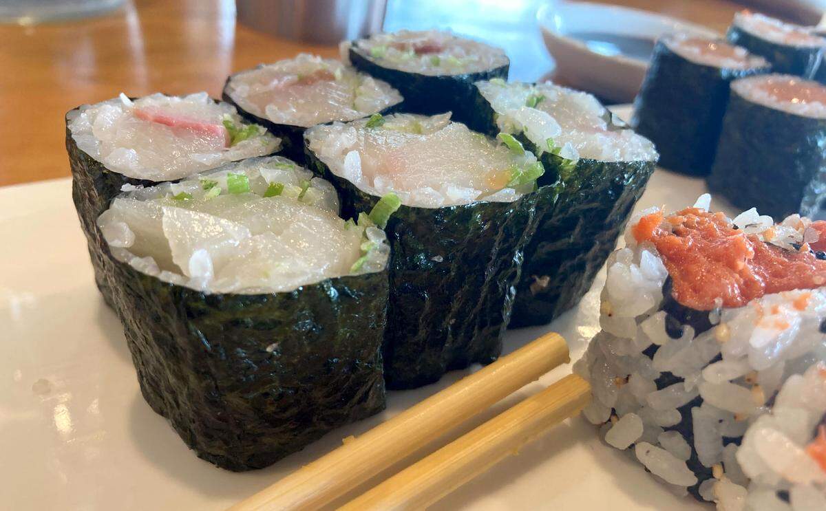 Yellowtail scallion roll, and spicy tuna roll as part of the lunch special at Tadashi Japanese Restaurant in State College.
