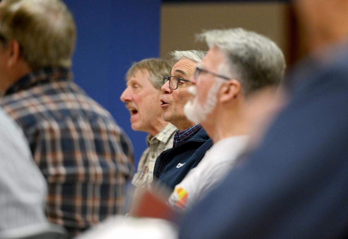 Mark Ciletti and fellow members of the Nittany Knights rehearse on Monday, Feb. 3, 2025 at South Hills School of Business and Technology.