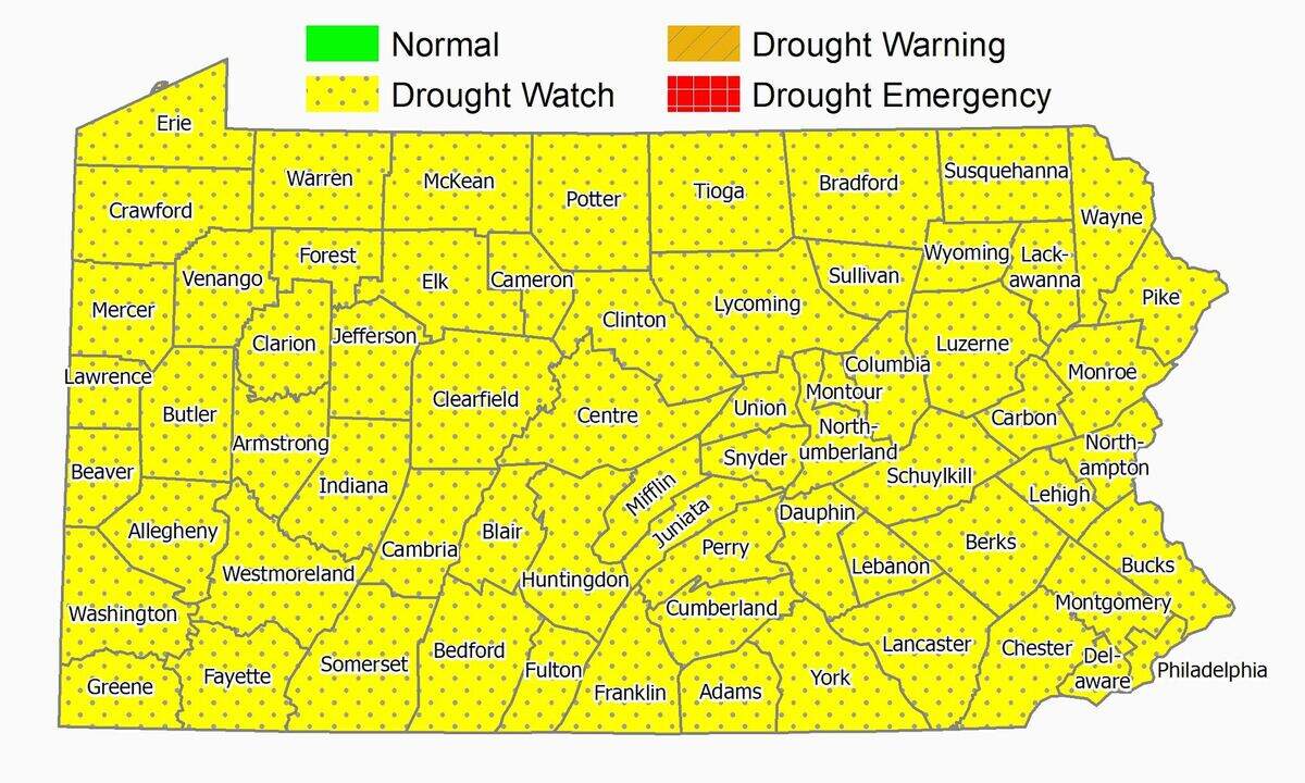 All Pennsylvania counties are under a drought watch as of June 15.
