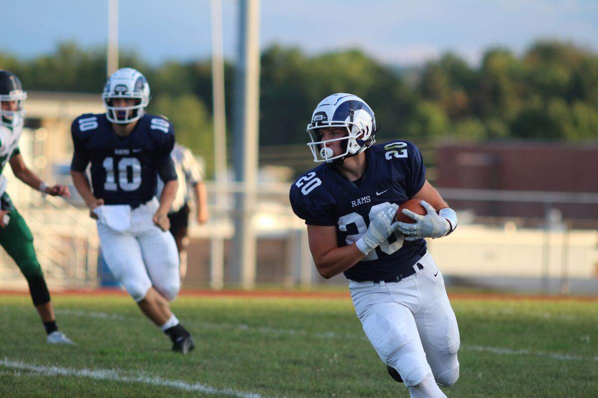 Penns Valley RB Logan Snyder carries the ball against Fairfield Friday.  Penns Valley won 77-0.
