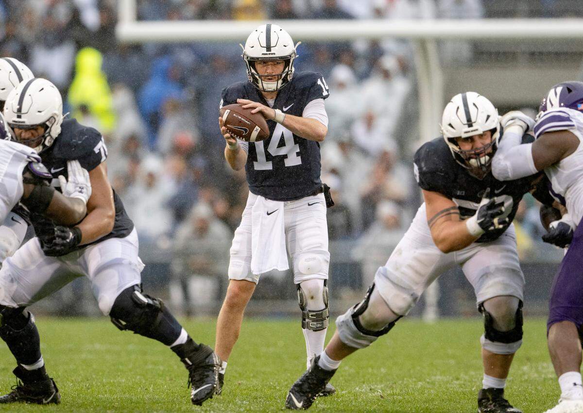 Penn State quarterback Sean Clifford drops back to make a pass during the game on Saturday, Oct. 1, 2022.