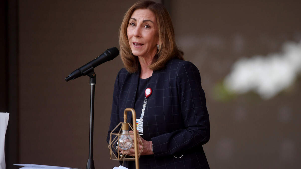 Mount Nittany Health President and CEO Kathleen Rhine speaks during the “Luminary Reflection: An evening of Recognition, Remembrance, Gratitude and Hope,” on May 9, 2022.