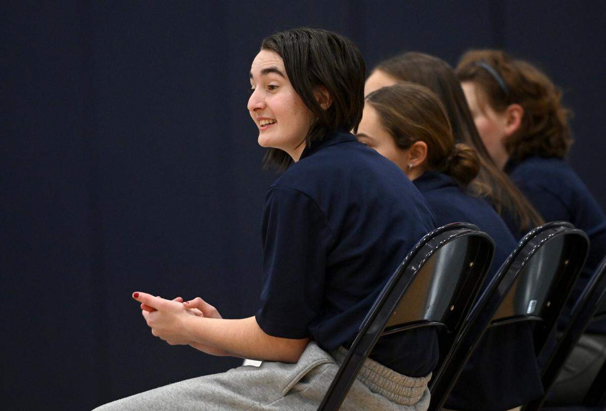 Penns Valley’s Bree Pollock cheers on her teammates during the unified bocce match against Philipsburg-Osceola on Thursday, Jan. 30, 2025.