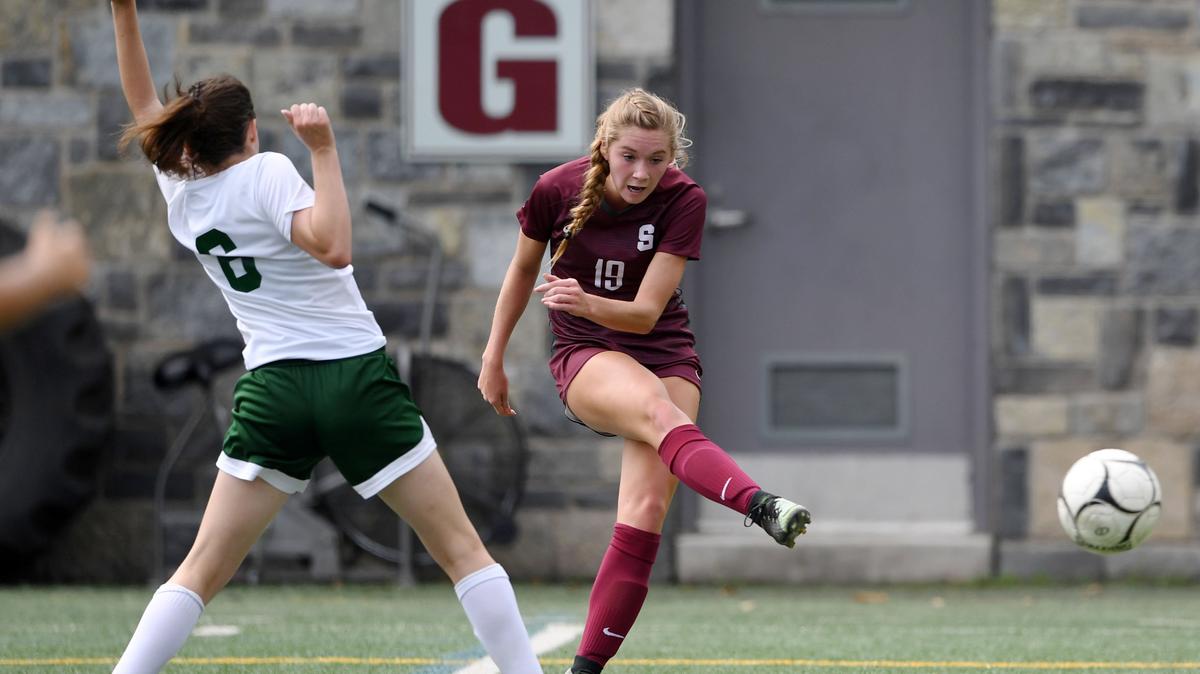State College’s Erica Feese scores a goal during a game against Carlisle Saturday, Sept. 22, 2018 at Memorial Field.
