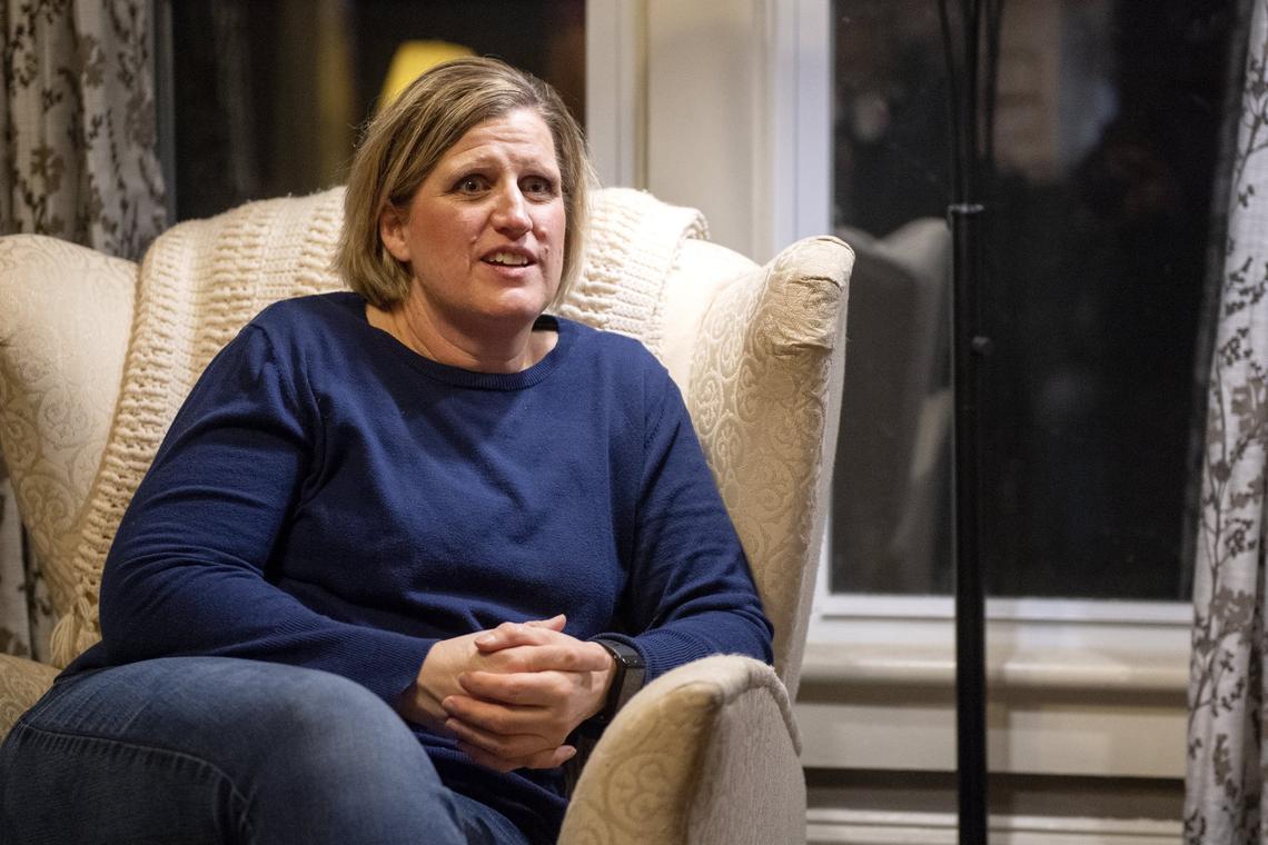 Jen Snyder talks about the difficulties her family has with the internet at their Madisonburg home on March 19.