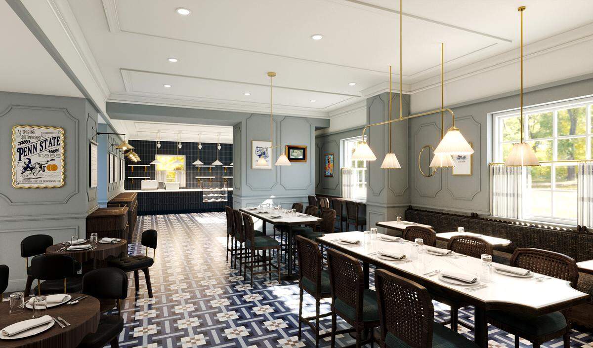 A rendering of the cafe at the newly renovated Nittany Lion Inn. 