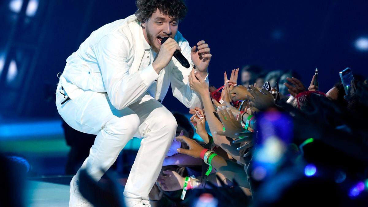 Jack Harlow performs at the Kids Choice Awards on Saturday, April 9, 2022, at the Barker Hangar in Santa Monica, Calif.
