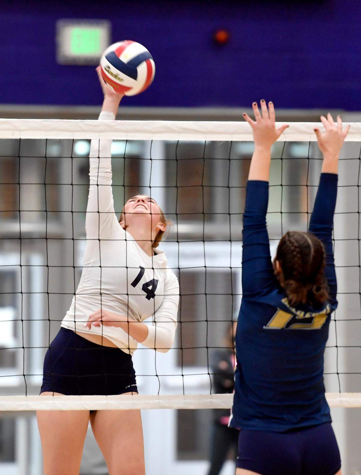 Penns Valley’s Kailen Winkelblech gets a hit during the match against Bald Eagle Area on Wednesday, Oct. 20, 2021.