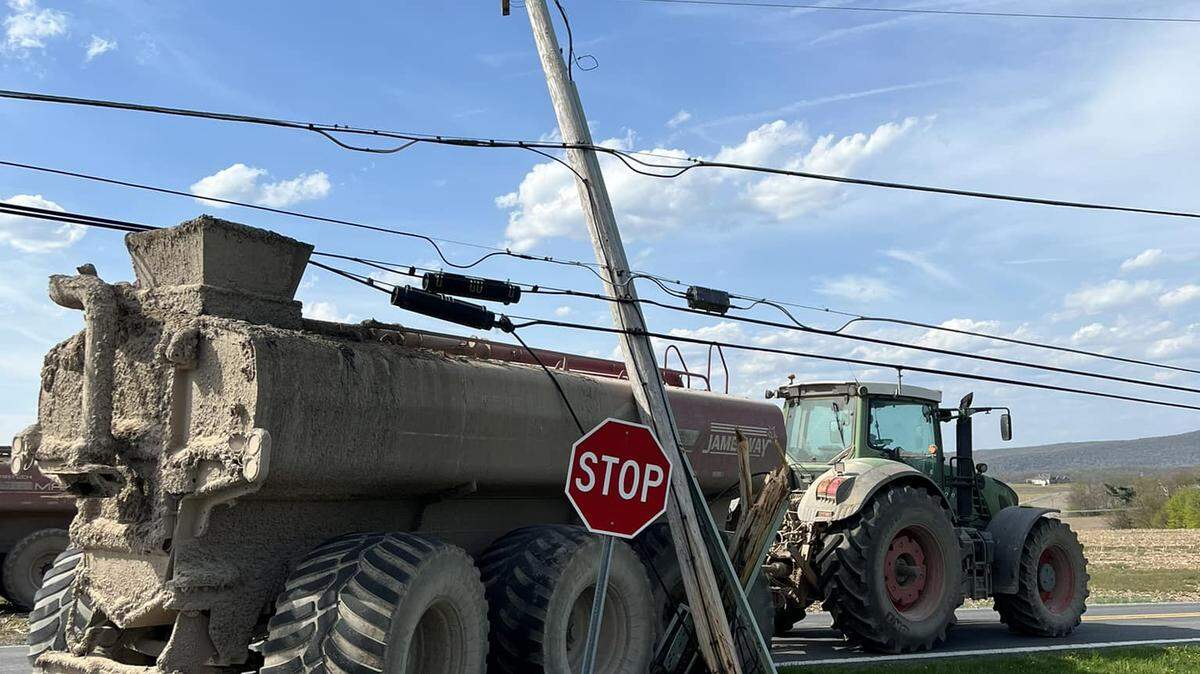 A portion of Weaver Hill Road was closed Thursday in Spring Township after a farm vehicle sheared off a utility pole, township police wrote in a Facebook post.