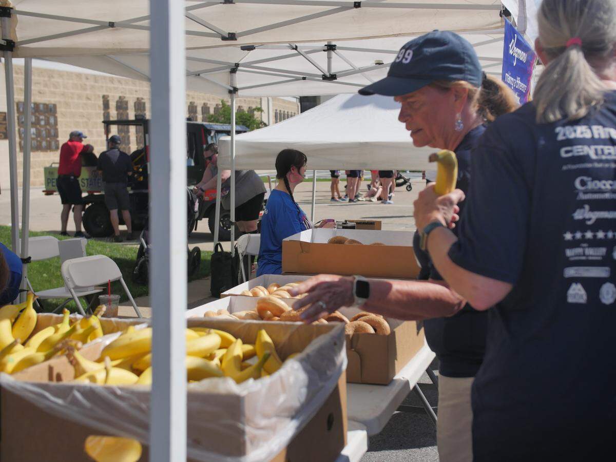 A snack table awaited runners at the finish line of the Firecracker 4K on July 4, 2025.