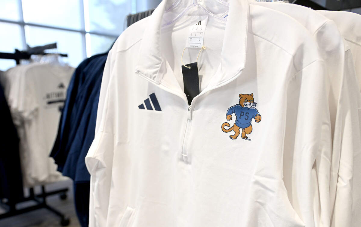 A retro Nittany Lion logo is pictured on a new Penn State adidas shirt for sale at the pop-up shop in Pegula Ice Arena.