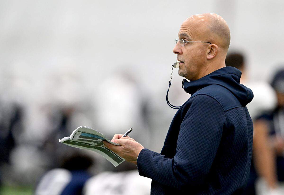 Penn State football coach James Franklin watches practice on Wednesday, Dec. 4, 2024 as the team prepares for the Big Ten Championship game.