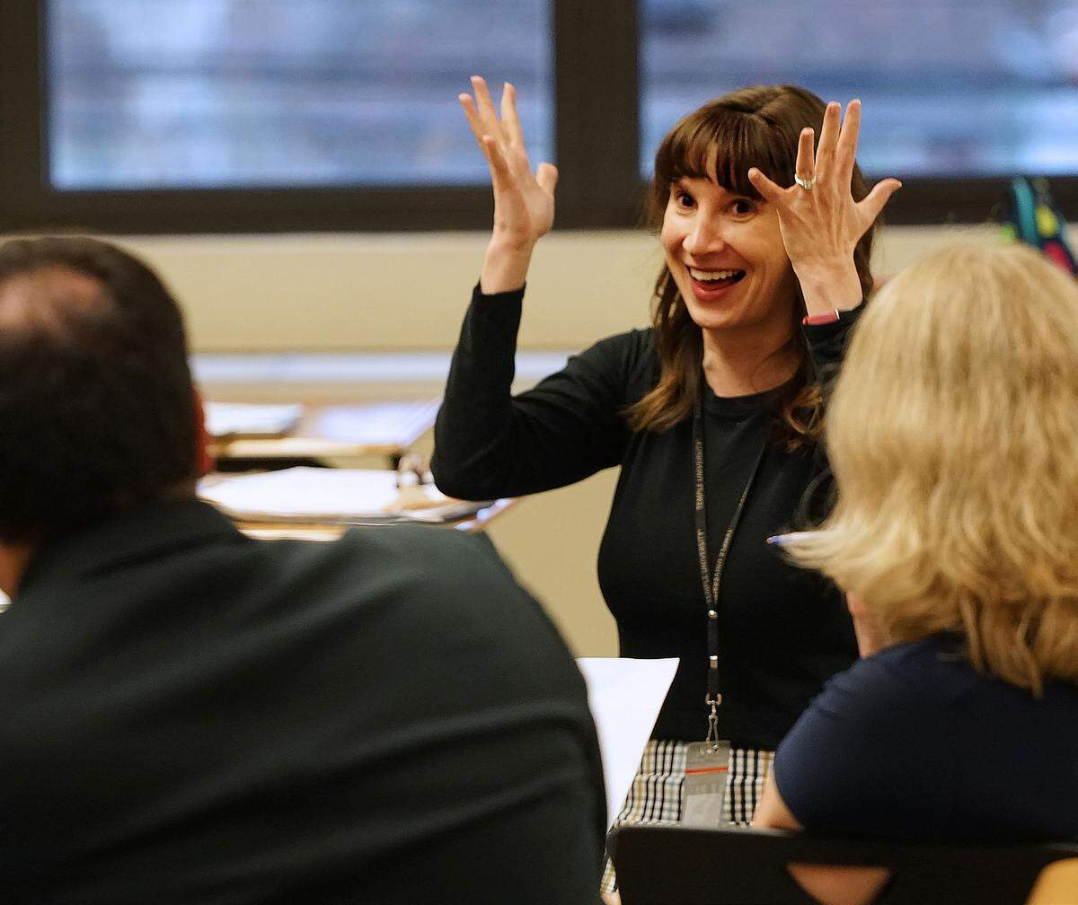 An educator participates during a training session for the Holocaust, Genocide and Human Rights Education Initiative at Penn State.