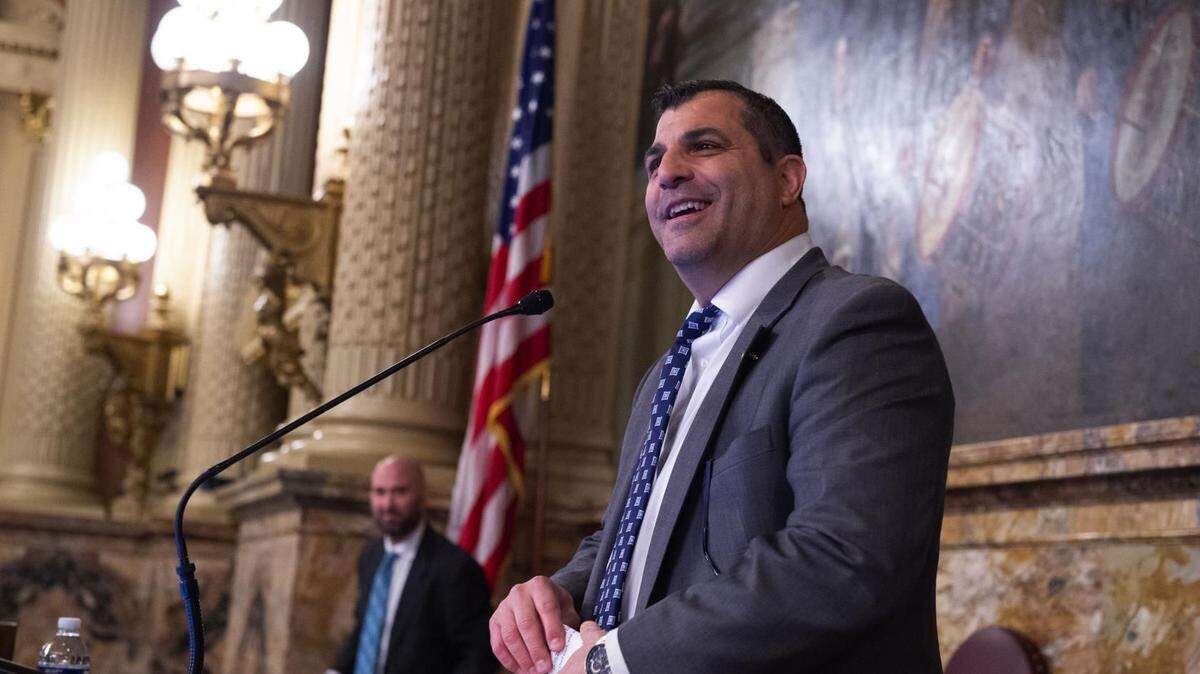Mark Rozzi addresses the Pennsylvania House after being selected speaker.
