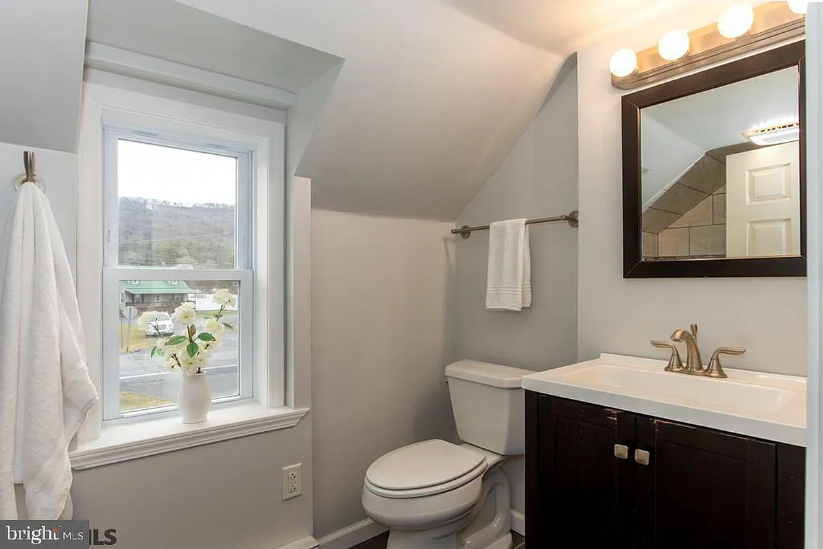 A view of a renovated bathroom at 680 Old 220 Road. Photo shared with permission from home’s listing agent, McKenzie Millward of RE/MAX Centre Realty and the McKenzie Millward Group.