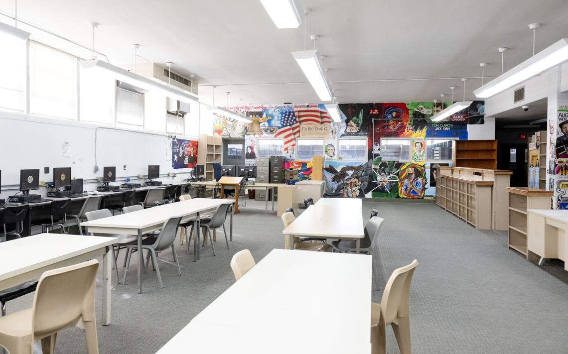 The library in the education building at Rockview state prison on Monday, March 2, 2026.  