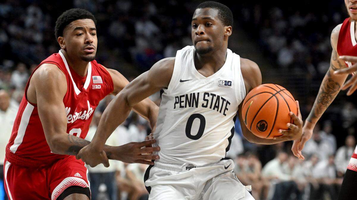 Former Penn State basketball player Kanye Clary in a game against Nebraska on Jan. 21, 2023.