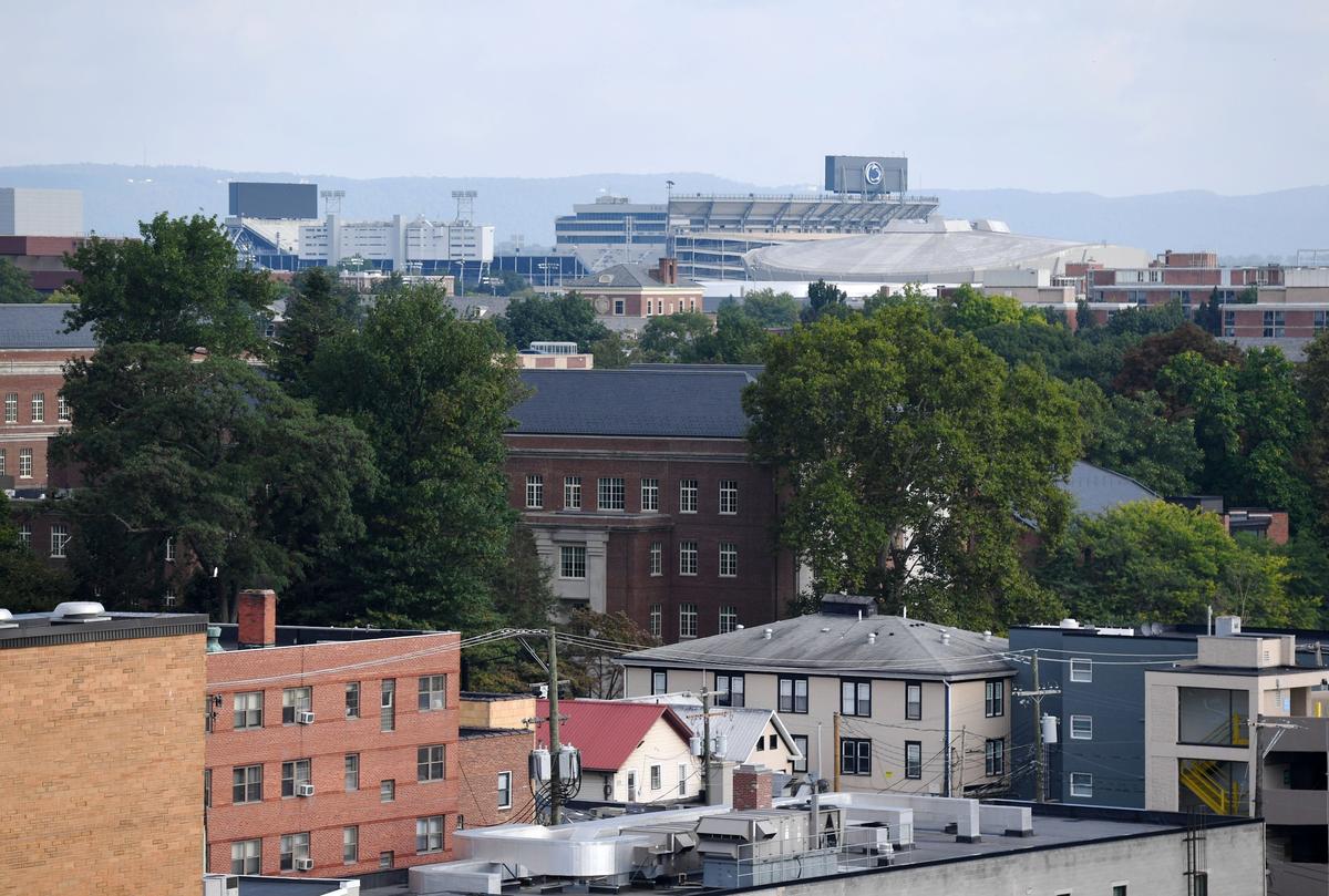 A view of downtown State College and Penn State campus in September 2018.