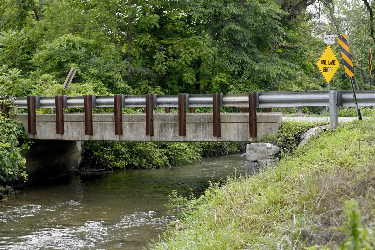 The one lane bridge on Railroad Street in Bellefonte.