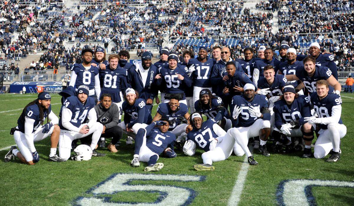 The Penn State football seniors are celebrated before the game on Saturday, Nov. 20, 2021.