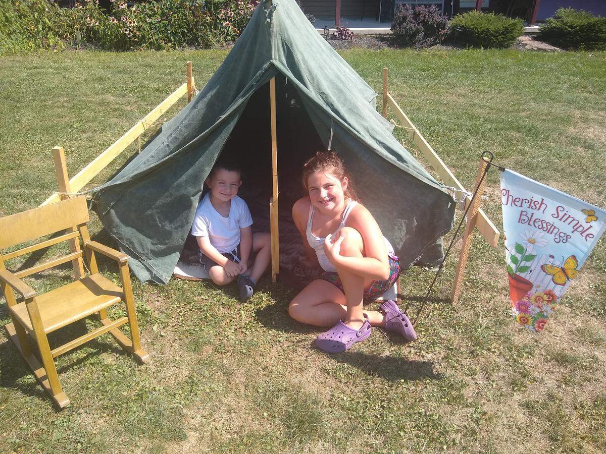 The Smeltzer family built their own Grange Fair tent in the yard last year.