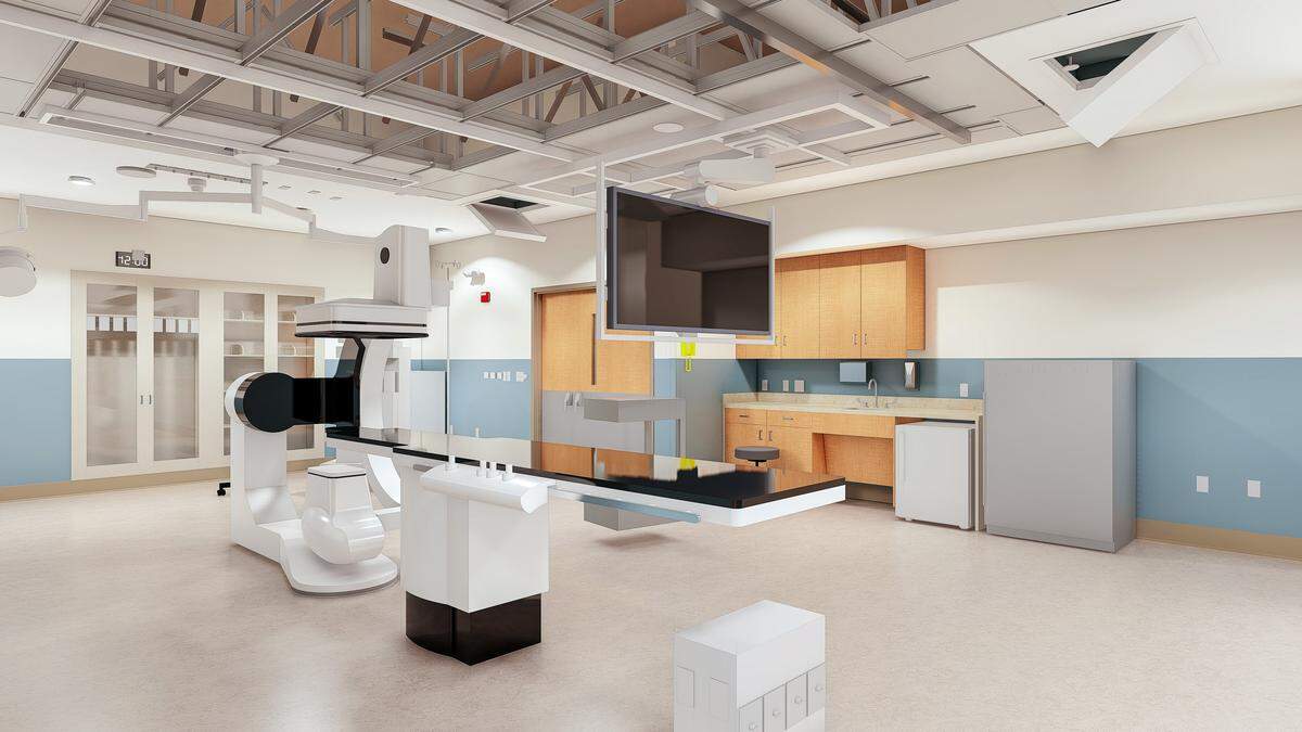 Interior rendering of the new cardiovascular pavilion at Mount Nittany Medical Center.