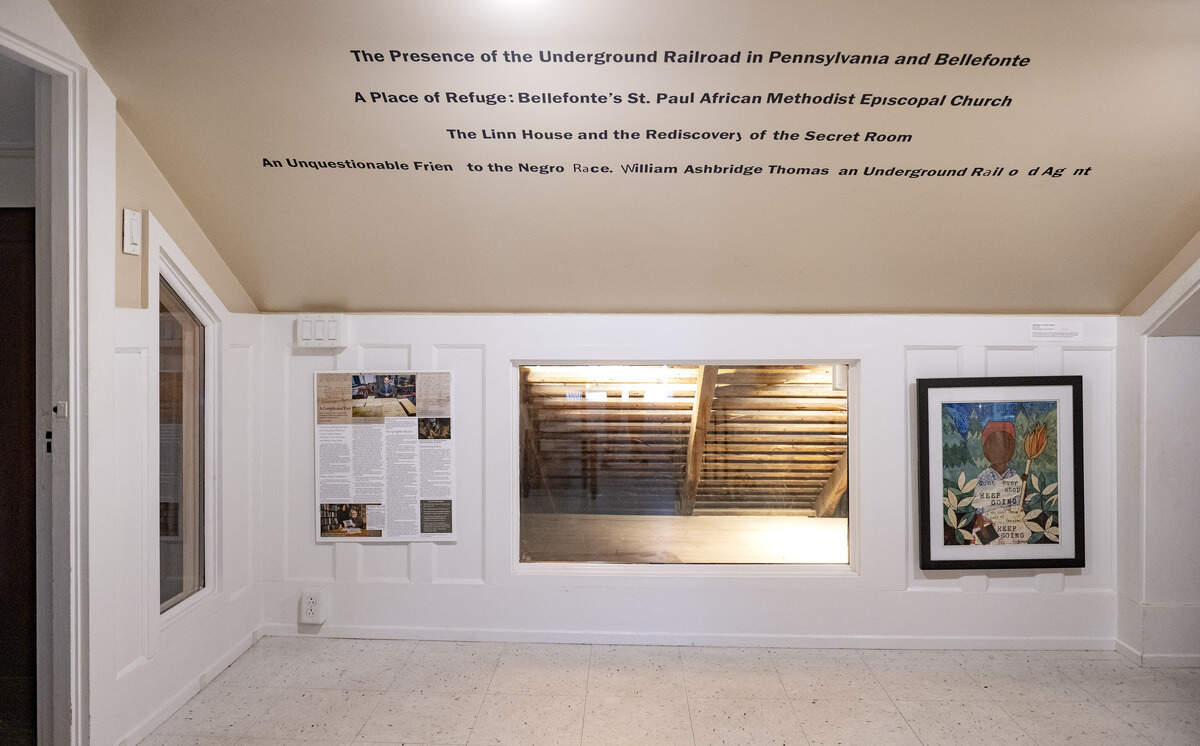 The top floor of the Bellefonte Art Museum is an exhibit, “A Journey to Freedom,” which shows a hidden room that is believed to have housed freedom seekers.