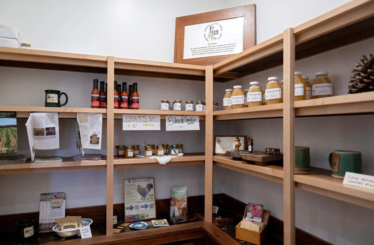 Honey and garlic salt are among the items for sale at RE Farm Cafe on January, 3, 2025.