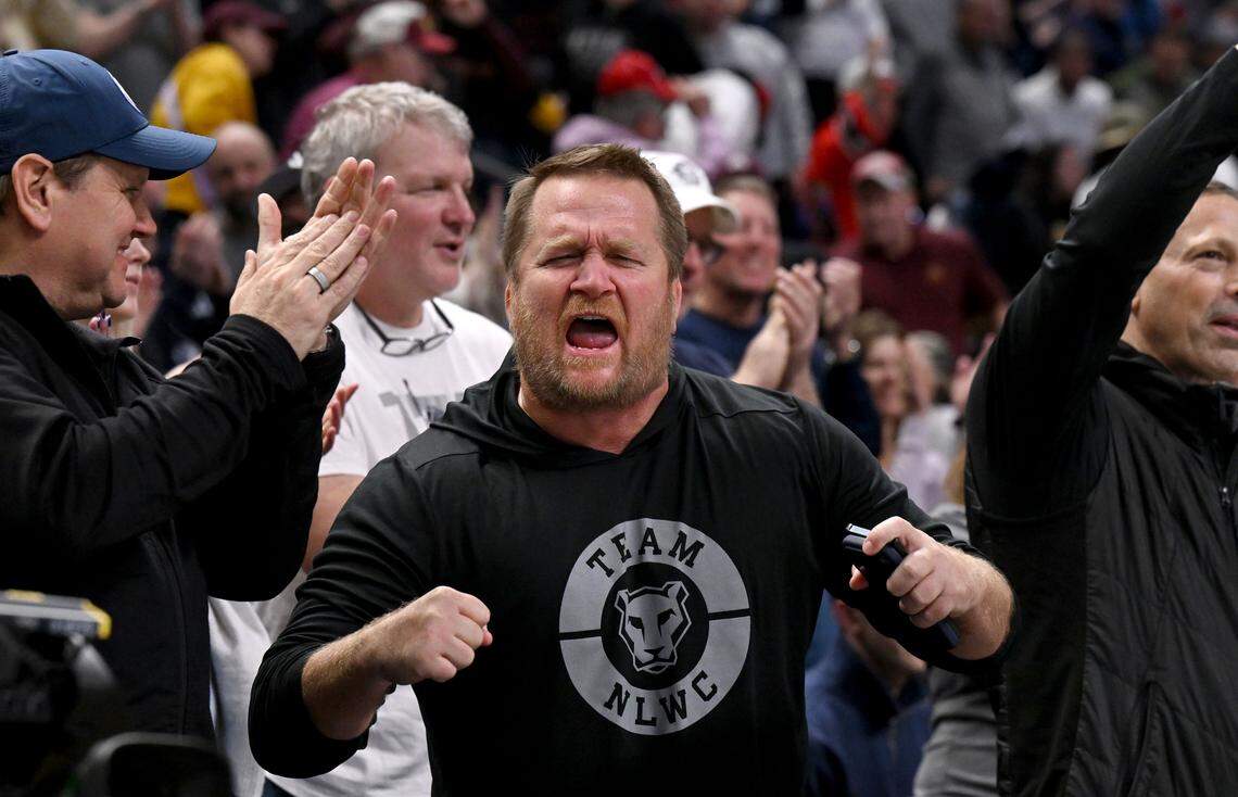Penn State fans cheer during the Big Ten Wrestling Championships on Sunday, March 8, 2026.  