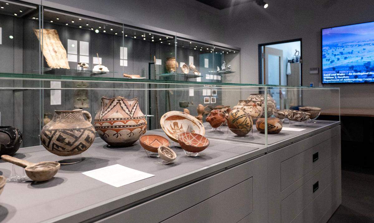 Pottery on display in the Matson Museum of Anthropology in the Susan Welch Liberal Arts Building on Thursday, May 1, 2025.