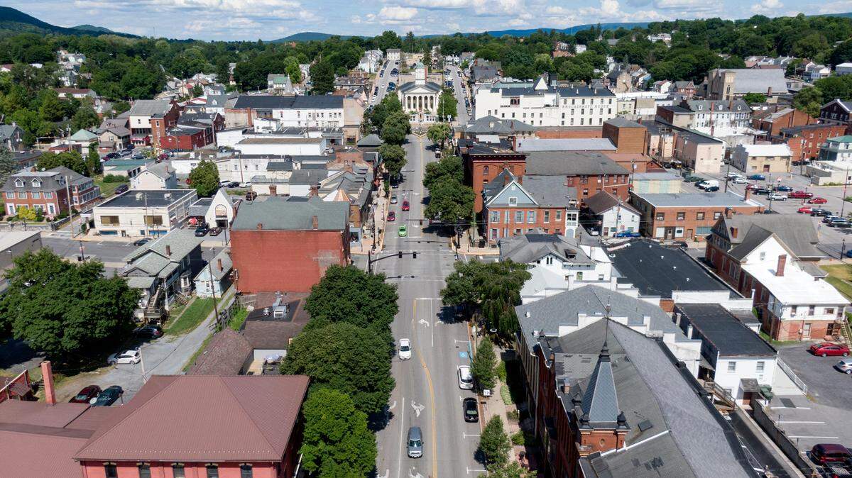 An aerial view of Bellefonte and the Centre County Courthouse on Monday, July 13, 2020.