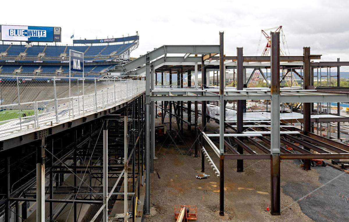 The construction zone on the west side of Beaver Stadium on Saturday, April 26, 2025.  