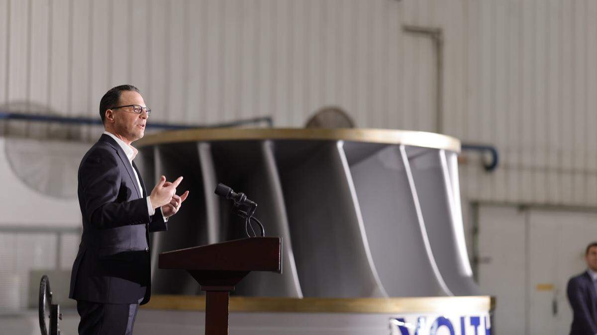 Gov. Josh Shapiro visited Voith Hydro North America for an announcement about his “Lightning Plan” for energy production in Pennsylvania.