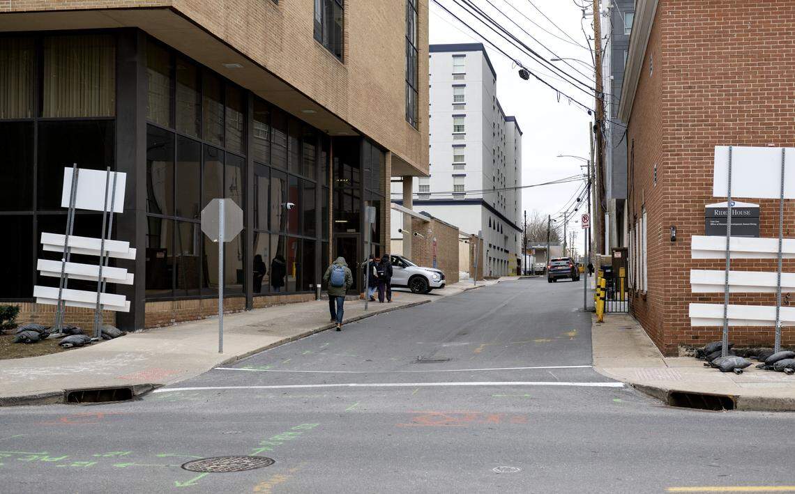 Calder Way between Burrowes Street and Atherton Street in State College on Friday, Jan. 16, 2026. This section is part of the Calder Way improvement project phase 2. 
