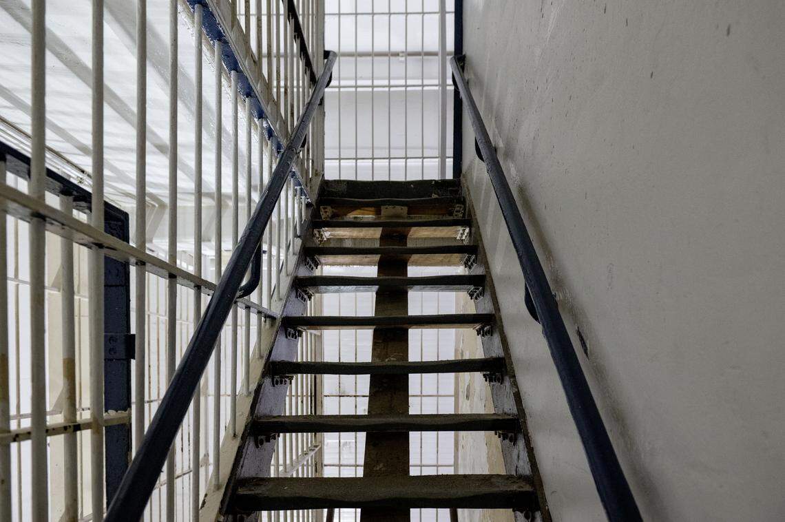 Worn stairwells in the D Block at Rockview state prison are pictured on Monday, March 2, 2026.