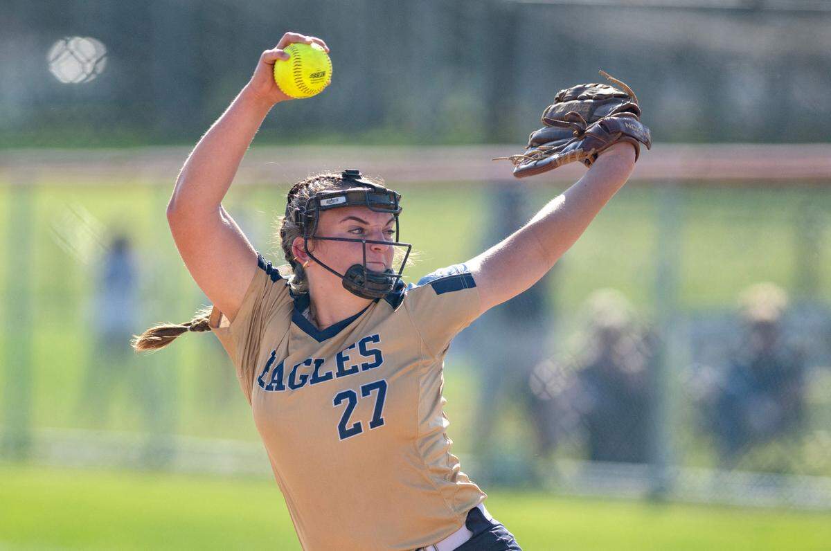 Bald Eagle Area’s Sierra Albright pitches during the game against Penns Valley on Friday, May 24, 2024.