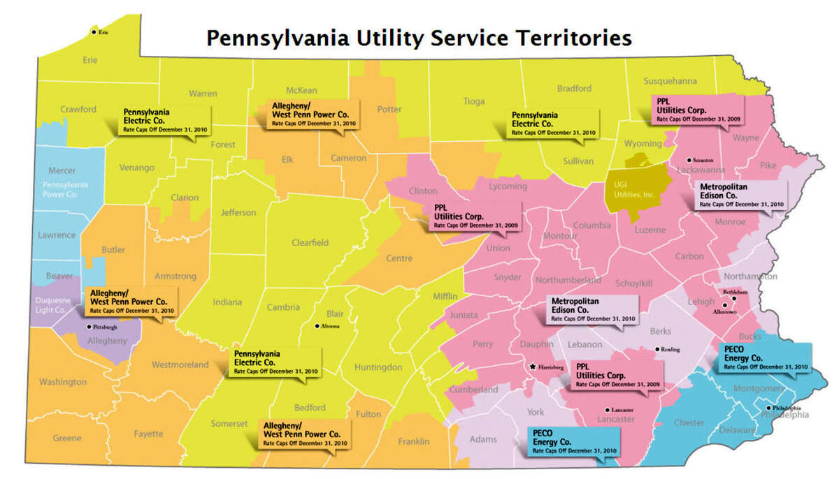 FirstEnergy-owned utility companies cover most of Pennsylvania. West Penn Power is the largest electricity supplier for Centre County.
