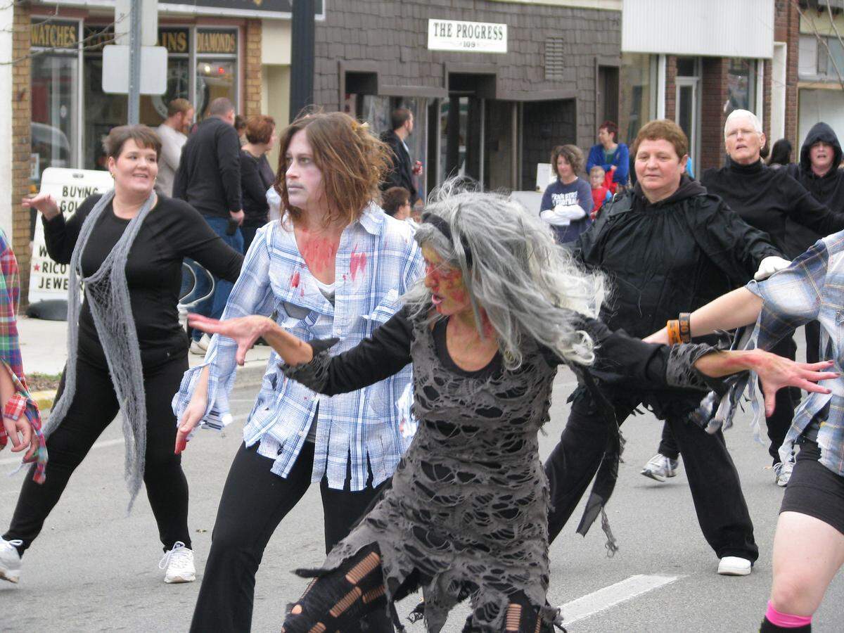The Zumba class from the Moshannon Valley YMCA danced as zombies in the Philipsburg Halloween parade on Saturday, Oct. 27, 2012.