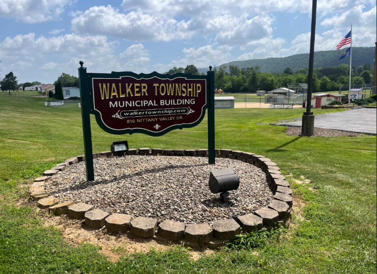 A sign in front of the Walker Township Municipal Building at 816 Nittany Valley Dr.