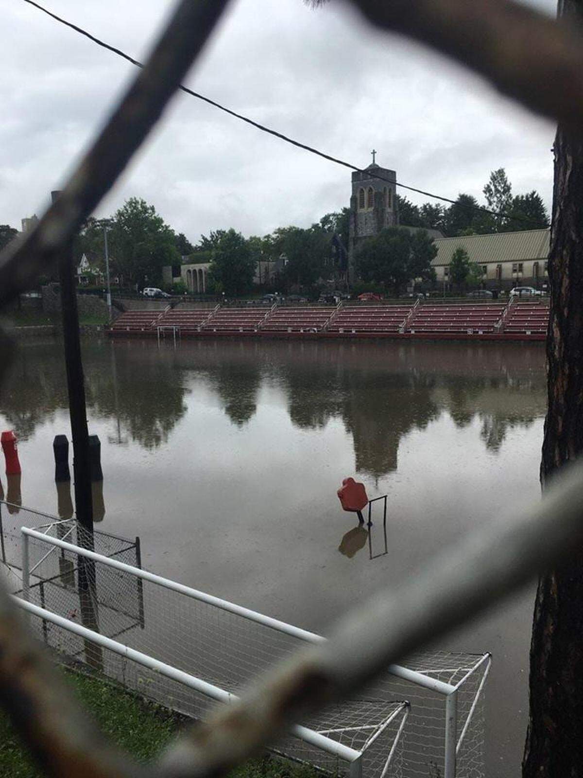 State College’s Memorial Field filled with water on Friday.