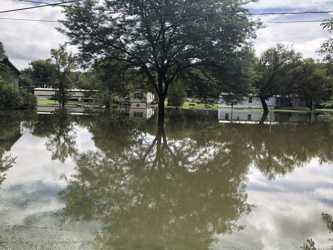 Curtin Park Trailer Court in Osceola Mills is submerged in water Tuesday after flooding hit the area.