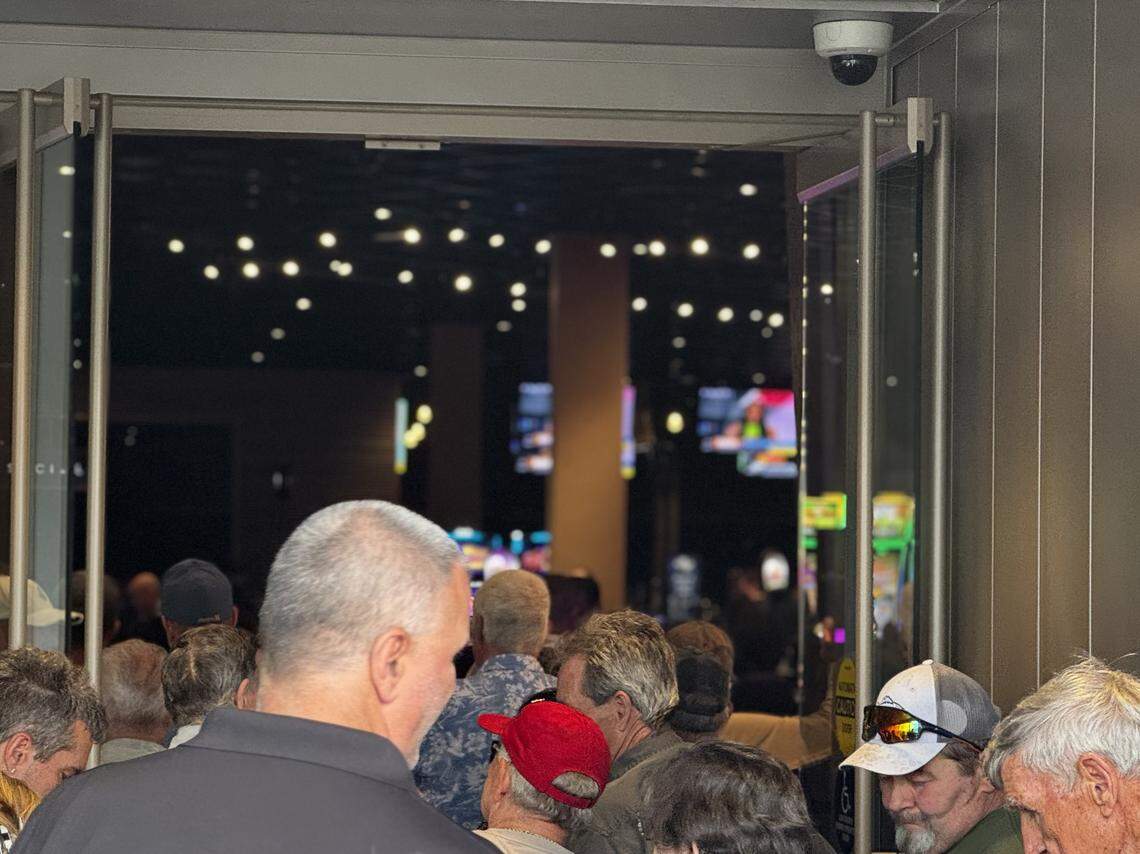 Patrons file into Happy Valley Casino April 24, 2026.