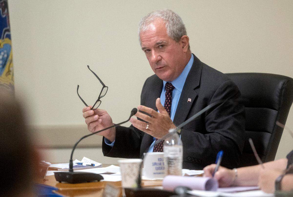 Centre County Commissioner Steve Dershem shares his thoughts against the Responsible Contractor Ordinance during the public hearing on Tuesday, June 27, 2023 at the Willowbank building.
