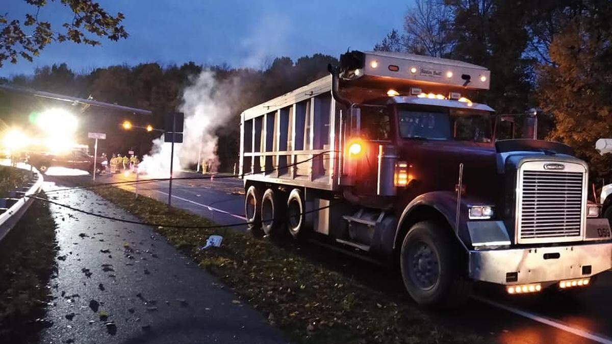 An early morning crash at Mary Elizabeth Street and Brandywine Drive in Harris Township on Wednesday led to damage of the traffic signal and downed power lines.