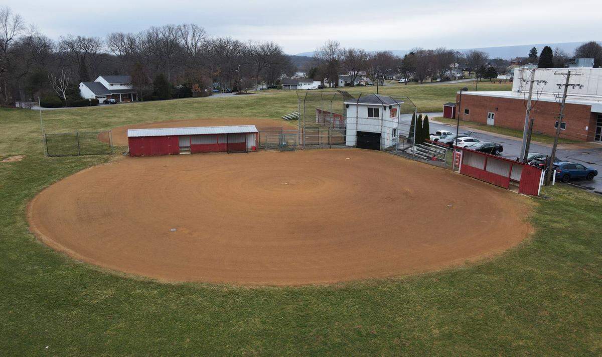 A aerial view of Bellefonte’s O’Leary Fields at Bellefonte Middle School on Wednesday, March 23, 2022.