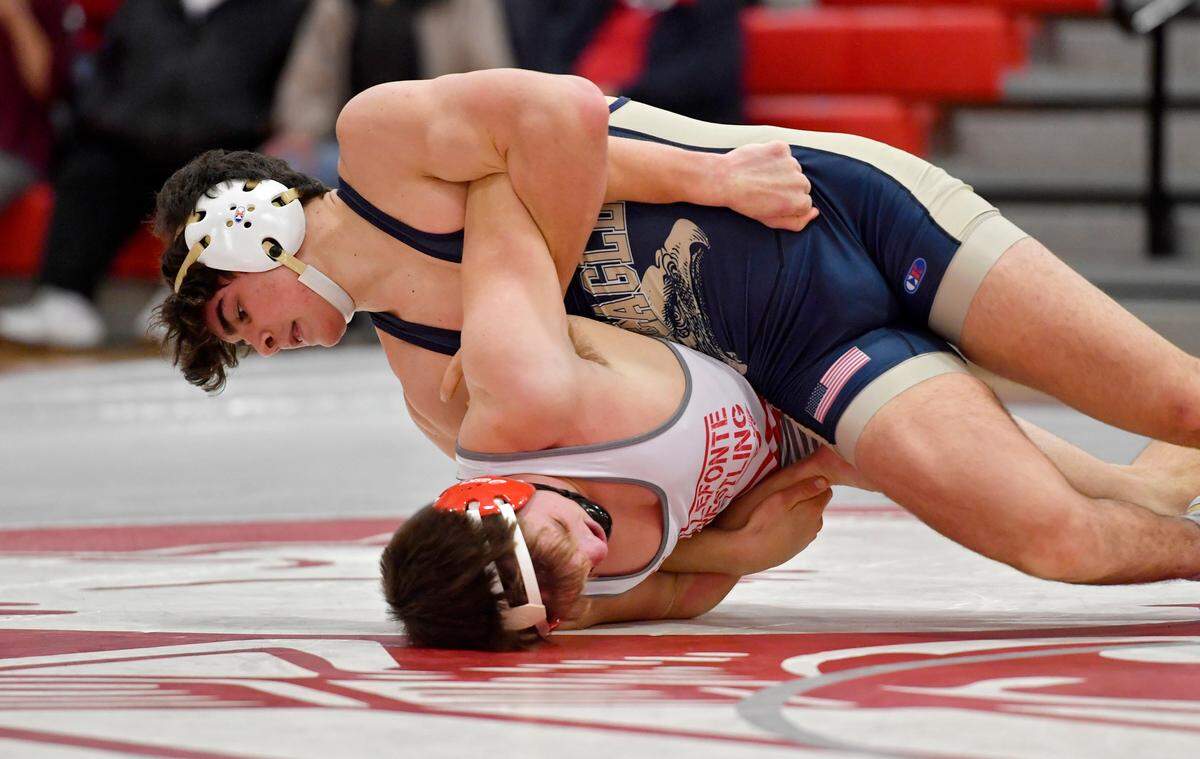 Bald Eagle Area’s Caleb Close was one of two Eagles wrestlers to earn win No. 10 over the past two weeks.