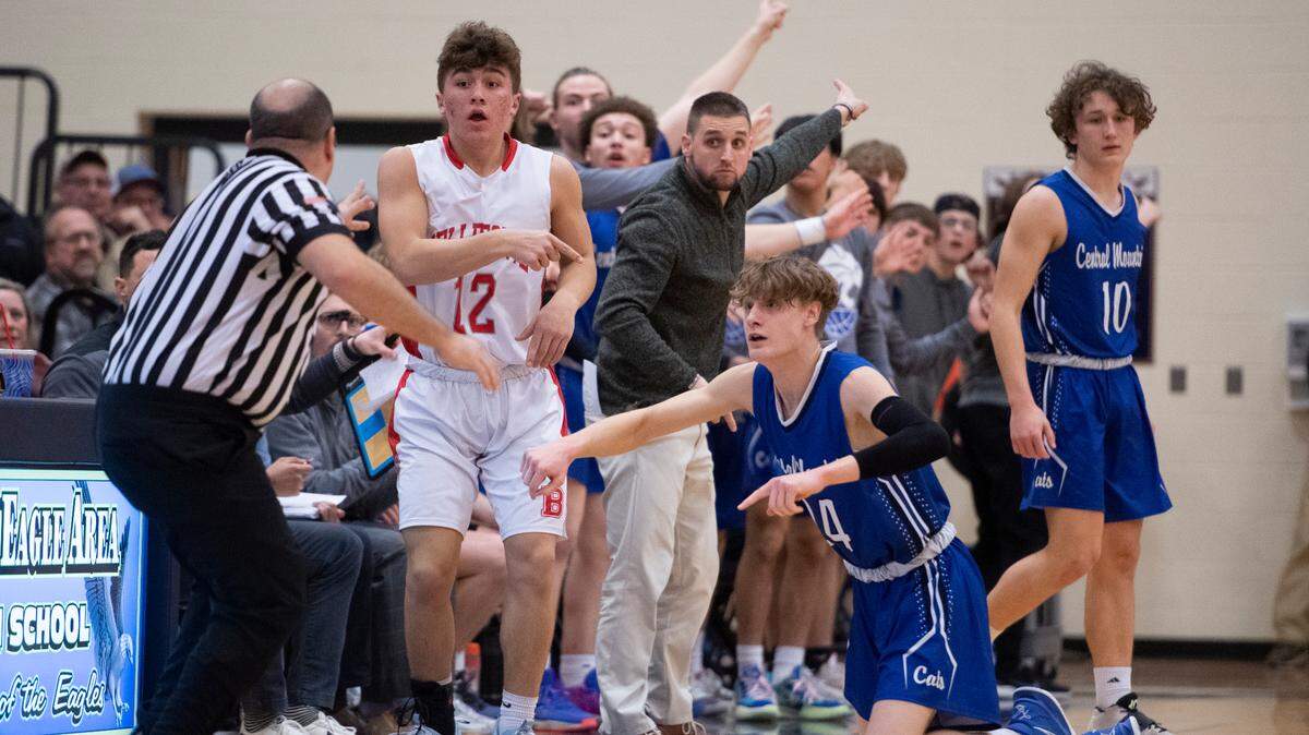 Bellefonte’s Alex Ebeling reacts to a call during the District 6 Class 5A title game between Bellefonte and Central Mountain at Bald Eagle Area High School on Feb. 28.